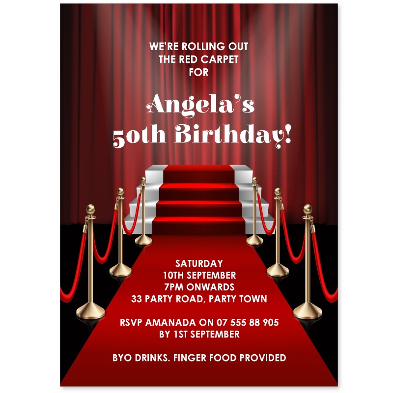 Red Carpet Birthday Invitations