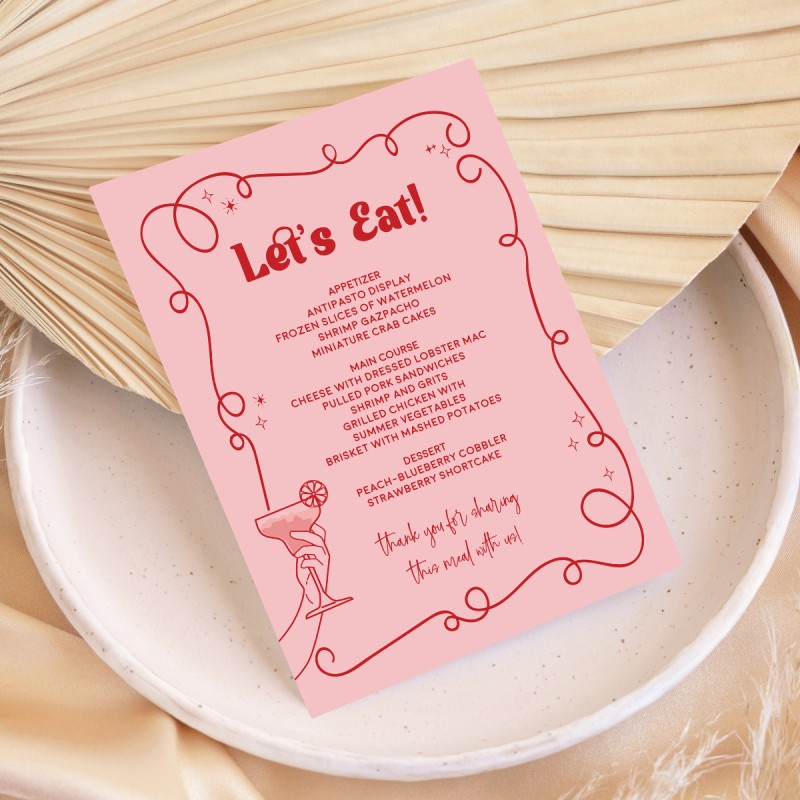 Retro Bar Party Menus