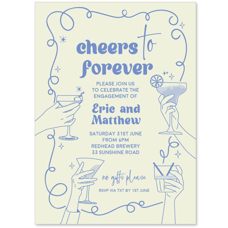 Retro Bar Engagement Party Invitations