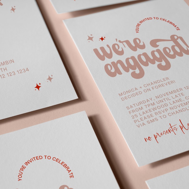 All That Glitters Retro Engagement Invitations