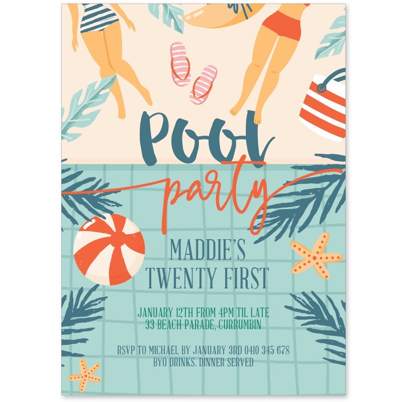 Retro Pool Birthday Invitations