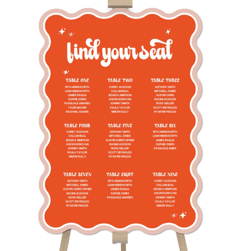All that Glitters Retro Wedding Seating Chart