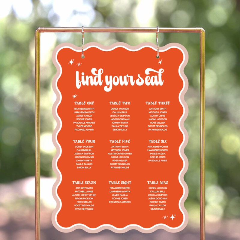 All that Glitters Retro Wedding Seating Chart