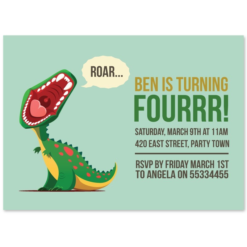Roar Dinosaur Birthday Invitations