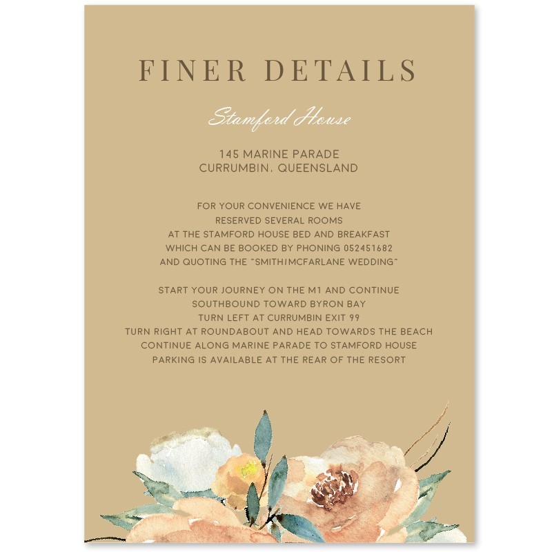 Romantic Wedding Information Card