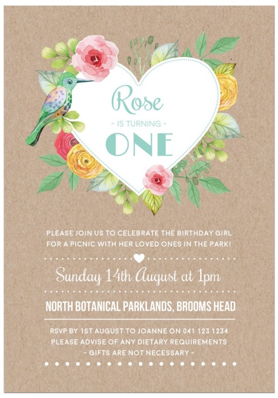 Rustic Roses Birthday Invitations 