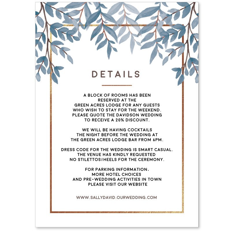 Rustic Wedding Details Card