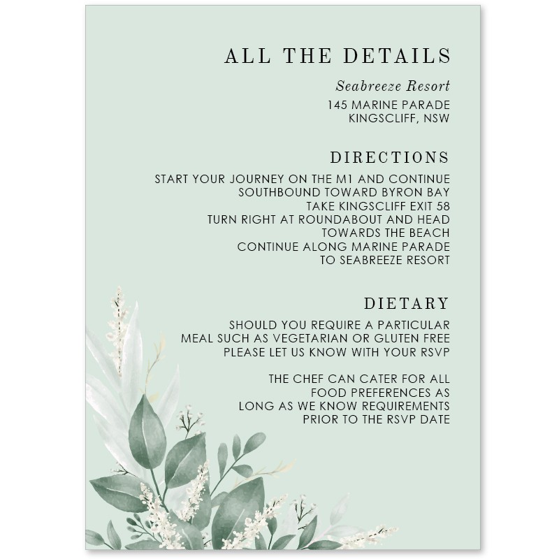 Moss + Sage Wedding Enclosure Card