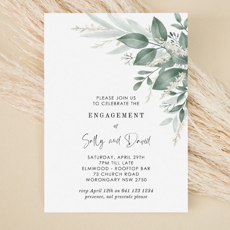 Moss + Sage Engagement Invitations