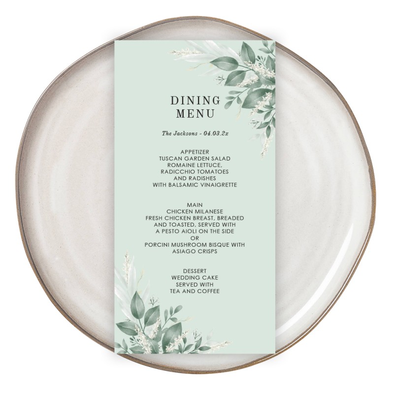 Moss + Sage Wedding Menus