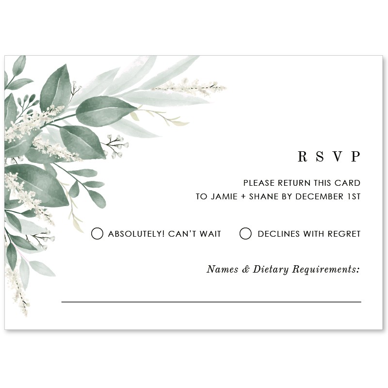 Moss + Sage Wedding RSVP Card