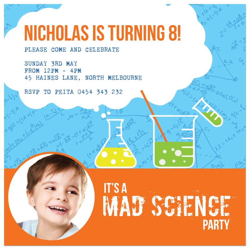 Science Beakers Birthday Invitations