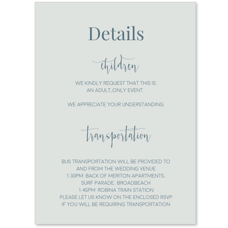 Seabreeze Information Card