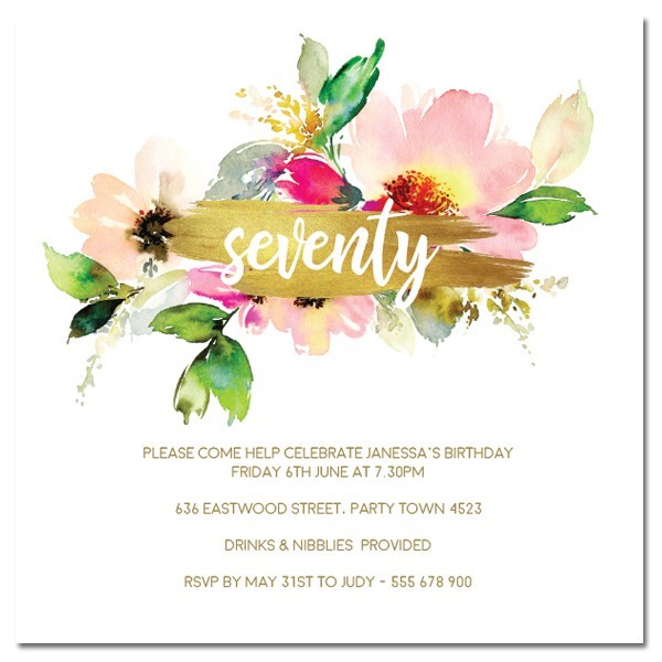 Seventy Birthday Invitations