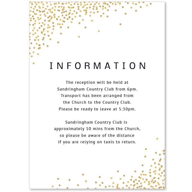 Shine Brightly Wedding Info Cards