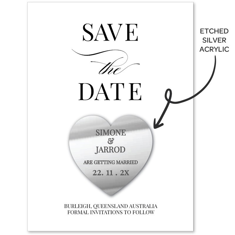 Monochrome Types Silver Save The Date Magnets