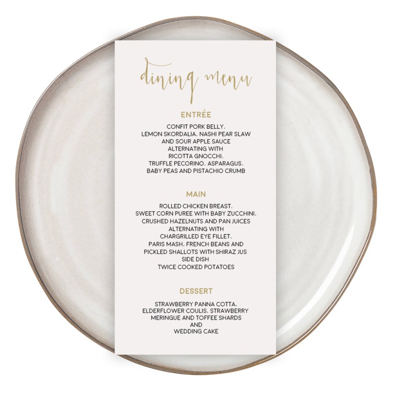 Simple and Elegant Wedding Menu