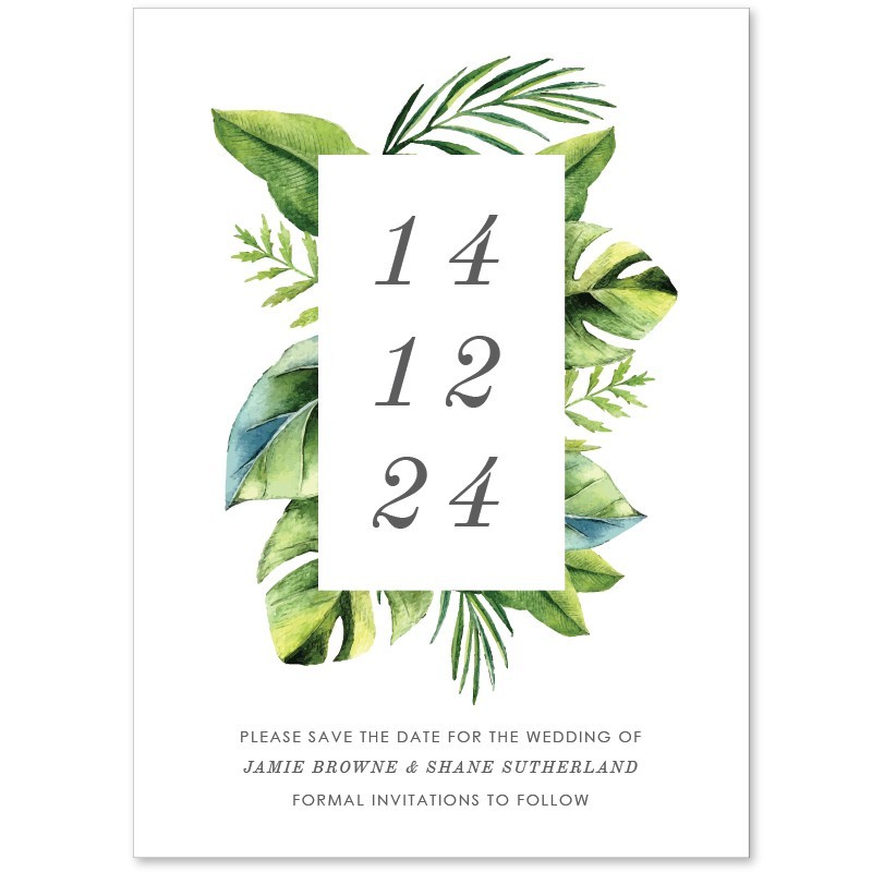 Simple Tropical Save the Date Card