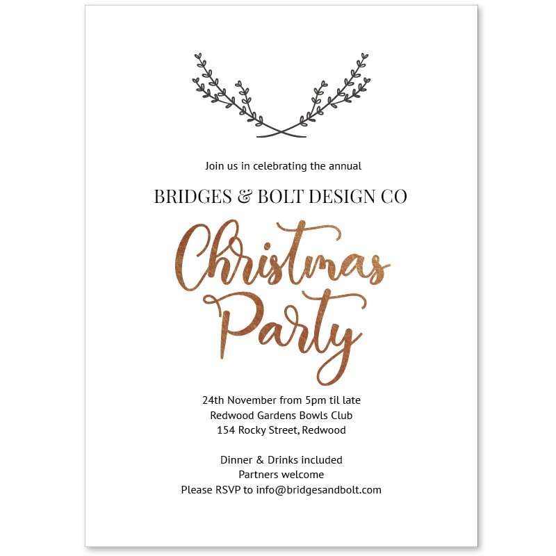 Simple Wreath Christmas Invitations