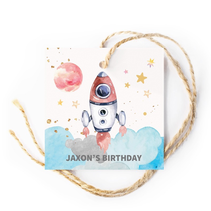 Spaceship Birthday Gift Tags
