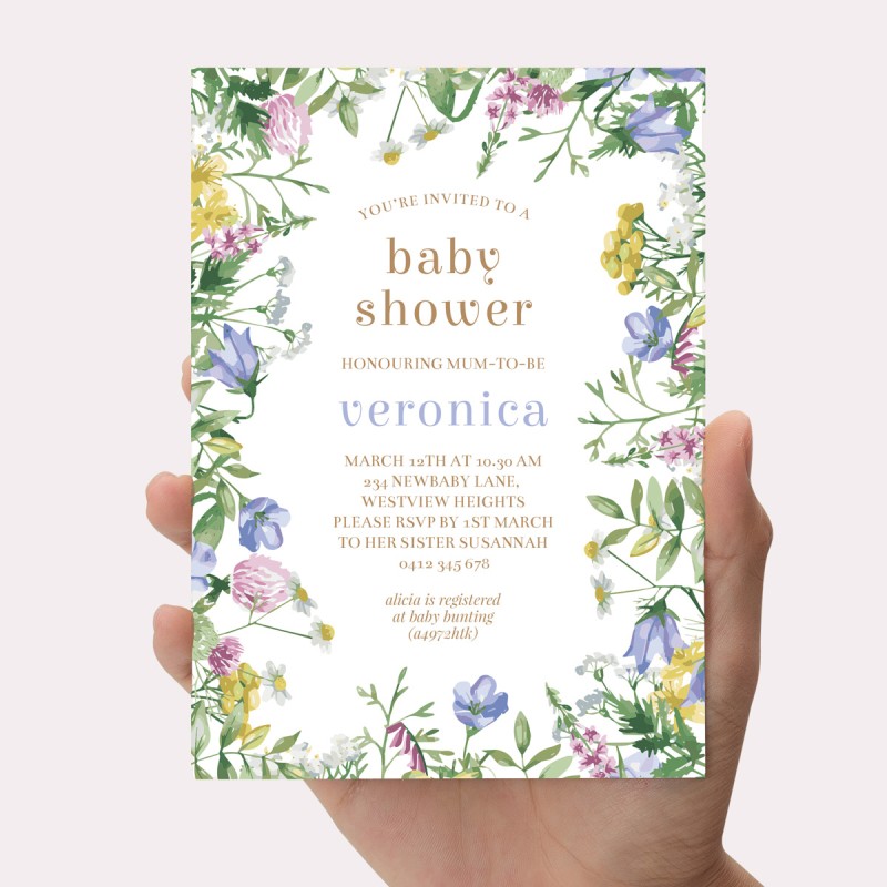 Spring Wildflower Baby Shower Invitations
