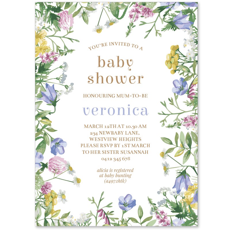 Spring Wildflower Baby Shower Invitations