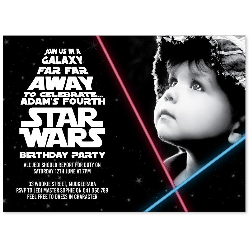 Far Far Away Photo Star Wars Birthday Invitations