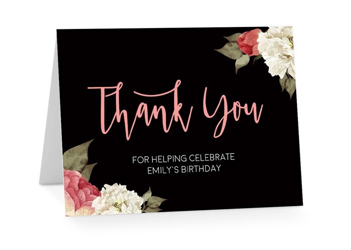 Succulent Roses Birthday Thank You Card