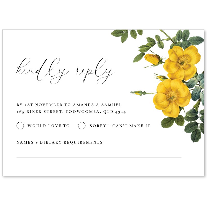 Yellow Flower Wedding Response Card