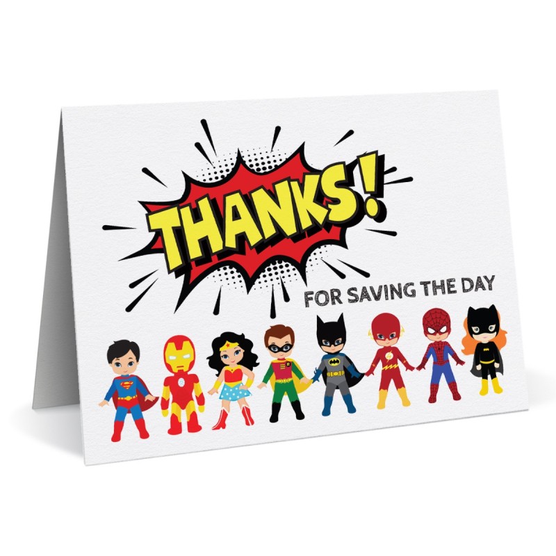 Cartoon Heros Thank You Cards
