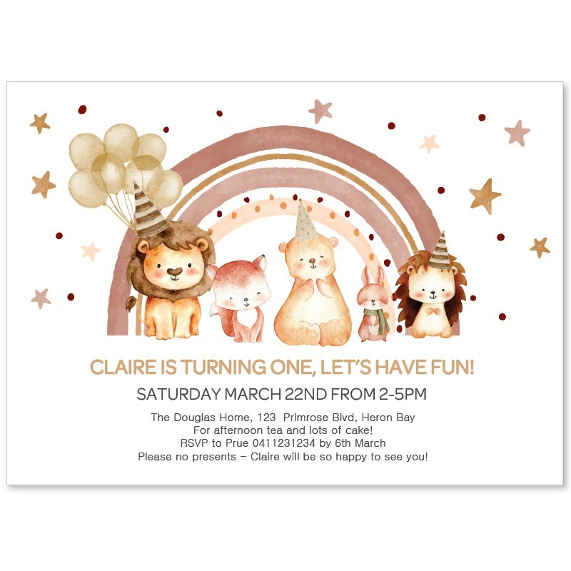 Sweet Boho Rainbow Birthday Invitations