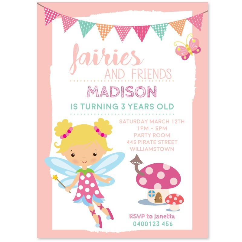 Sweet Fairy Birthday Invitations