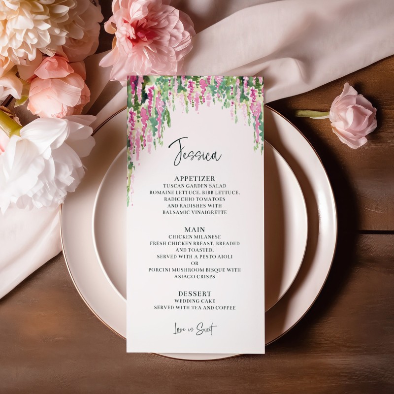 Sweet Floral Wedding Menu