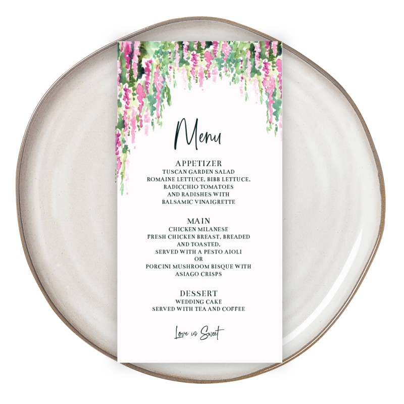 Sweet Floral Wedding Menu