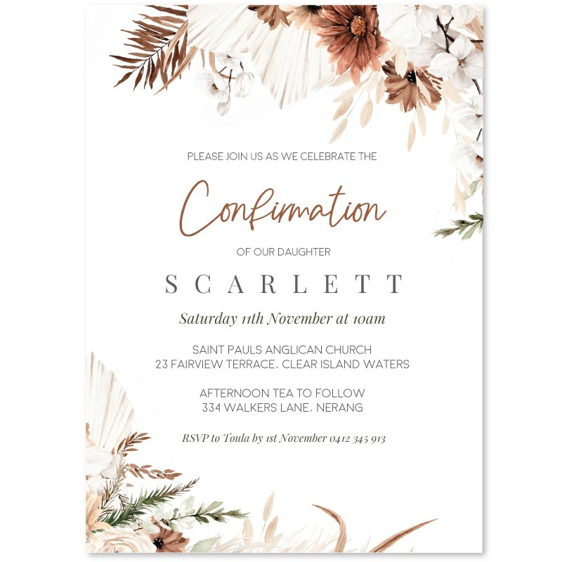 Sweet Mist Boho Confirmation Invitations