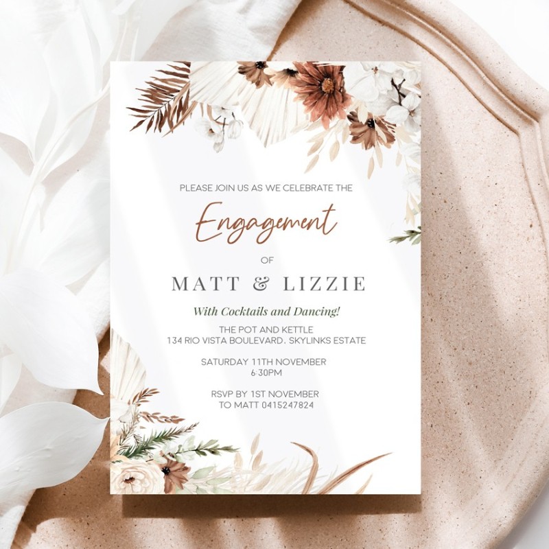 Sweet Mist Boho Engagement Invitations