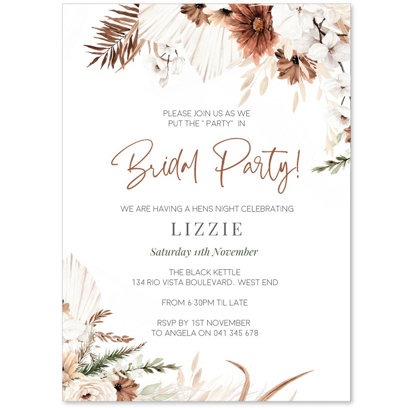 Sweet Mist Boho Bridal Hen Party Invitations