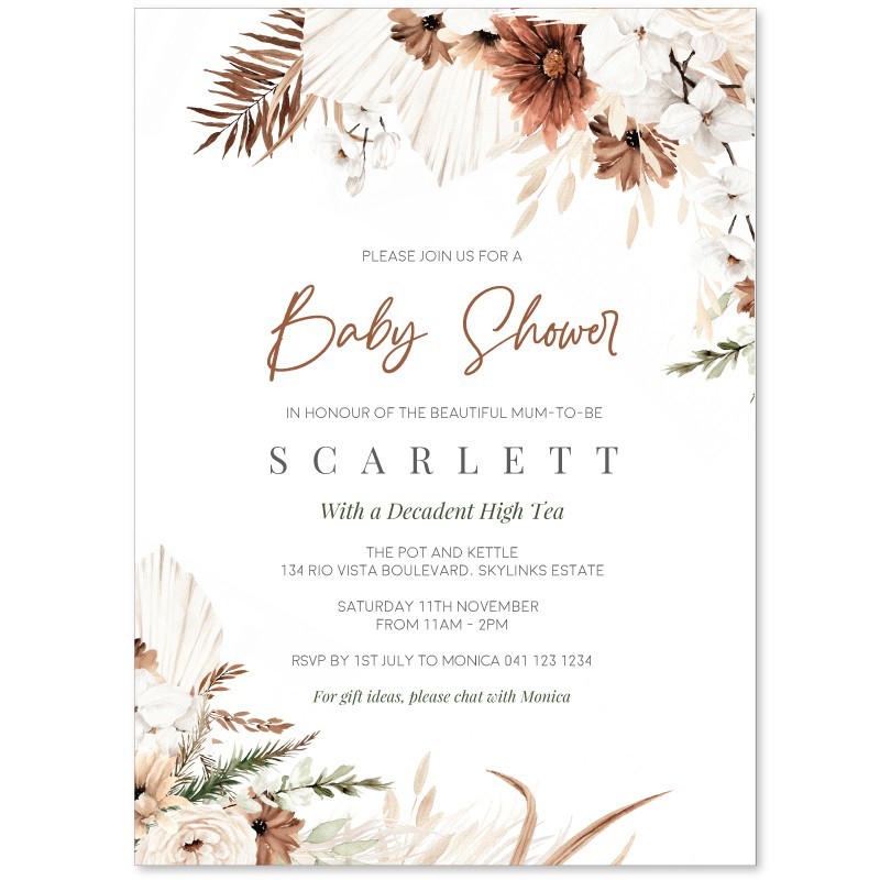 Sweet Mist Boho Baby Shower Invitations