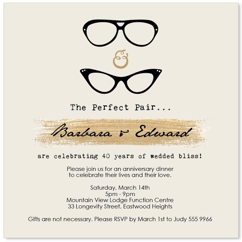 The Perfect Pair Anniversary Invitations