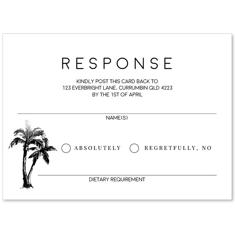 Touch of Tropics Wedding Response Card