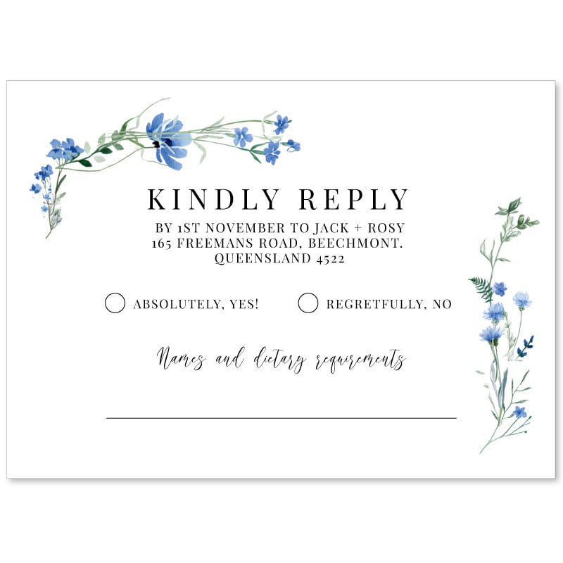 A Touch of Blue Wedding Response Card
