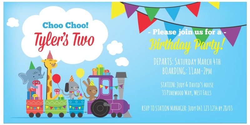 Train Birthday Invitations