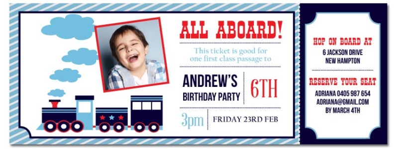 Train Ticket Birthday Invitations