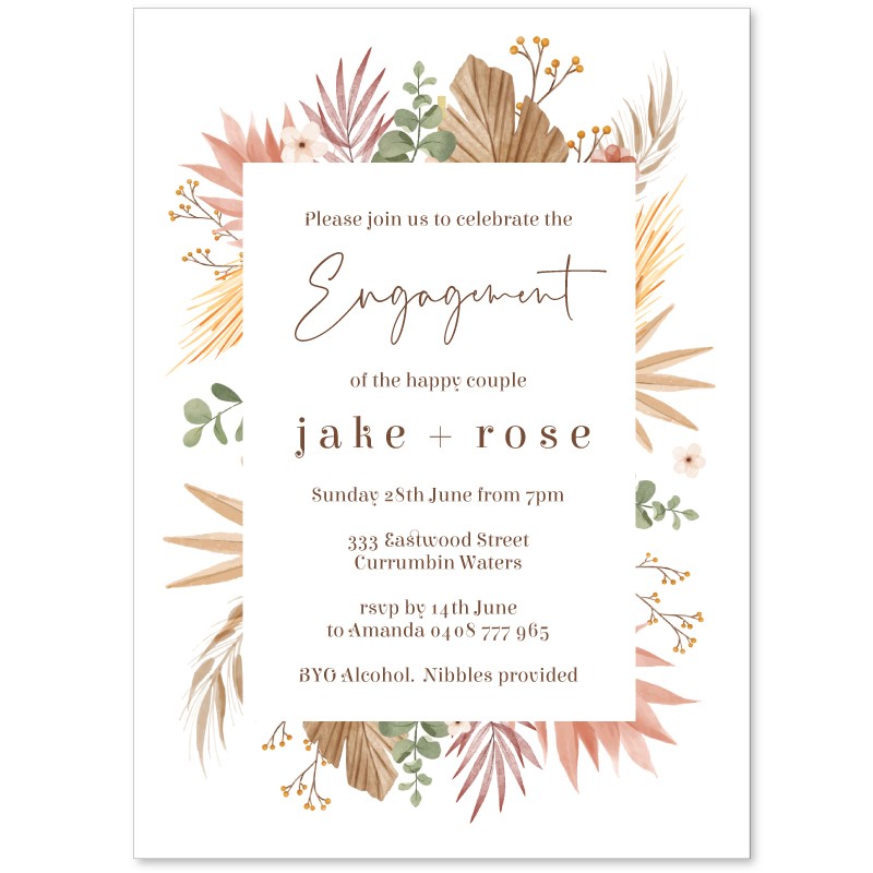 Tropical Flowers Engagement Invitations