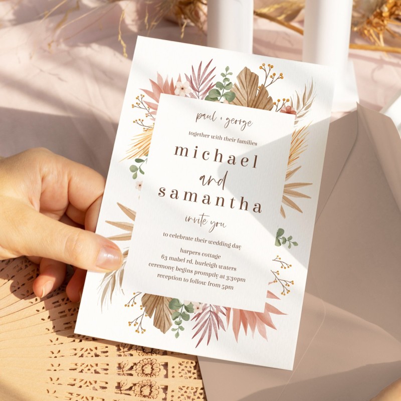 Tropical Flowers Wedding Invitations