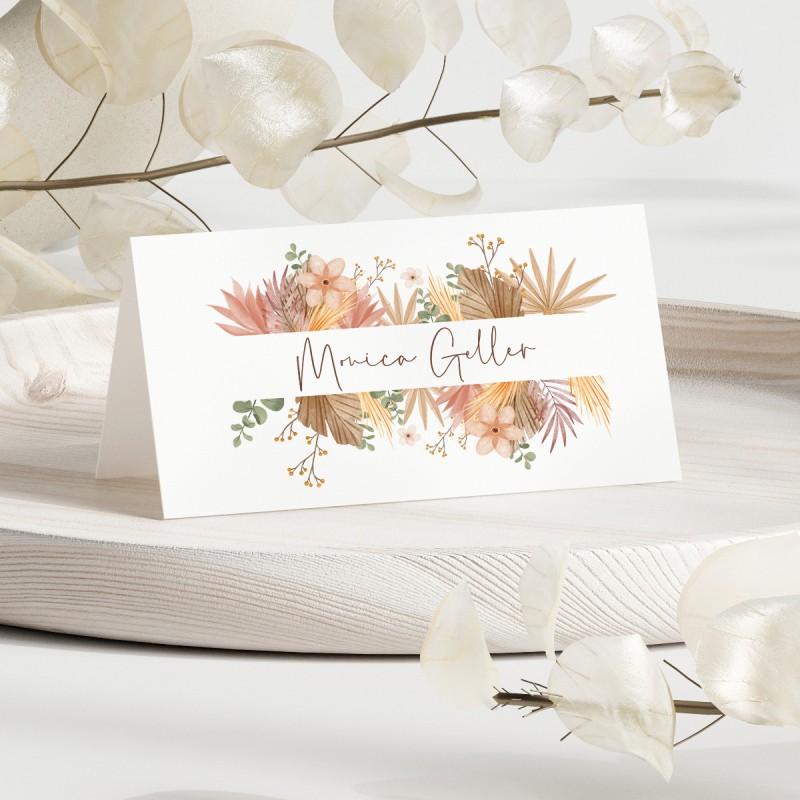 Tropical Flowers Wedding Place Card