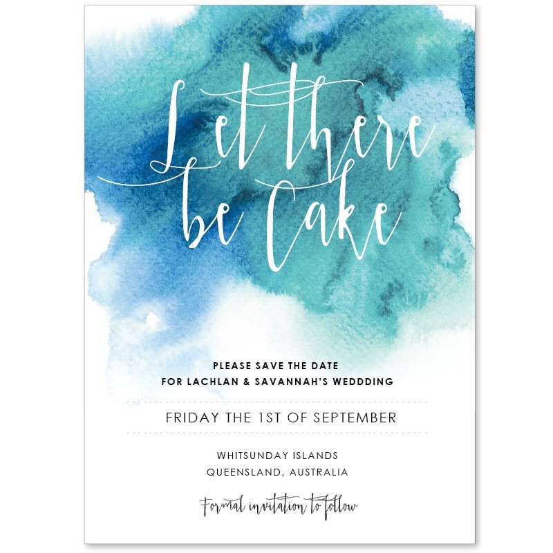 Turquoise Watercolour Save The Date Invitations