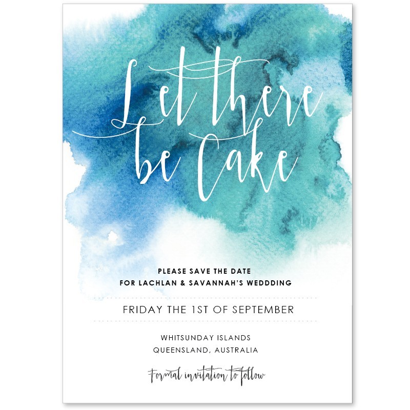 Turquoise Watercolour Save The Date Invitations
