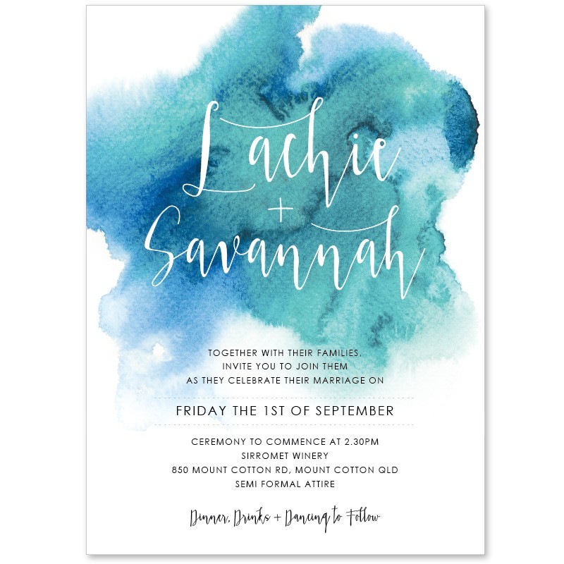 Turquoise Watercolour Wedding Invitations