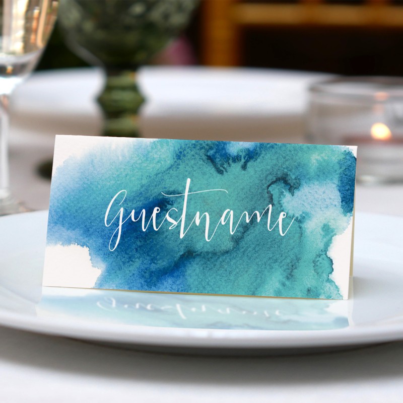 Turquoise Watercolour Placecards